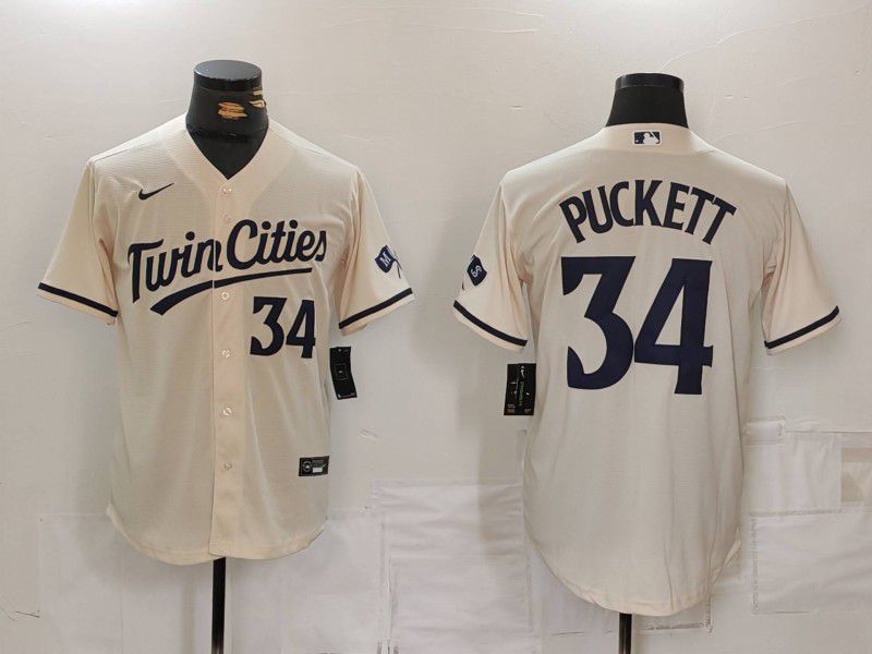 Men Minnesota Twins #34 Puckett Cream Game 2024 Nike MLB Jersey style 3->new york mets->MLB Jersey